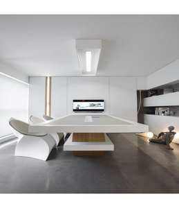 <strong>Polygon</strong> Shape White Glossy Artificial Stone Large square Conference <strong>Table</strong> - Product Image 1