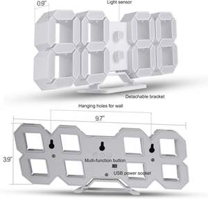 Reloj Despertador Digital LED 3D con Números Blancos y Brillo Ajustable Automático para Decoración Moderna del Hogar - Product Image 2