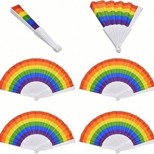 Custom Rainbow Bamboo Folding <b>Fans</b> Colorful Plastic <b>Handheld</b> <b>Fans</b> for LGBT Pride Wedding Decorations Home Decorations Painted - Product Image 4