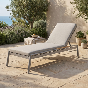 Chaise longue de luxe en aluminium avec coussin épais en tissu coton haute densité 25D 200g, lit de <span class=keywords><strong>soleil</strong></span> réglable pour l'extérieur et la piscine - Product Image 1