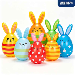 Paquete de 7 Huevos de Pascua Inflables Coloridos de PVC para Exteriores, Decoración para Jardín y Patio, Caza de Huevos - Product Image 1