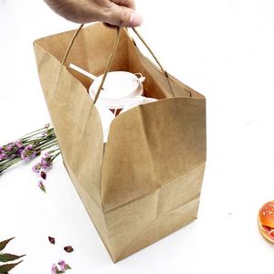 Customized Brown Kraft Paper <b>Bag</b> for Take-Away Food & Beverage Packaging for <b>Pizza</b> Milk Sushi Jelly - Product Image 5