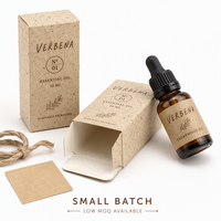 Kit d'emballage en papier grainé artisanal pour huiles essentielles en petites séries, faible MOQ, boîte cadeau pour huiles essentielles en petites séries