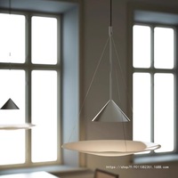 Lustre minimaliste italien de style nordique moderne, forme de soucoupe volante, corps en aluminium, abat-jour en acrylique, éclairage économique, noir/chrome