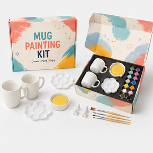 Kit <span class=keywords><strong>de</strong></span> Pintura para <span class=keywords><strong>Tazas</strong></span> <span class=keywords><strong>de</strong></span> Cerámica Bview Art DIY para Niños y Adultos <span class=keywords><strong>con</strong></span> 2 <span class=keywords><strong>Tazas</strong></span> <span class=keywords><strong>de</strong></span> Cerámica Blancas, Pinturas Acrílicas, Pinceles y Paletas - Product Image 1
