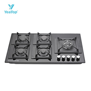 Cuisinière à gaz encastrable élégante à 5 brûleurs avec verre trempé, système de sécurité FFD et capuchons en laiton de haute qualité <span class=keywords><strong>pour</strong></span> les marchés d'électroménager de luxe - Product Image 4