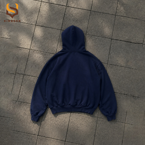 Wholesale Men's Heavyweight Zip Up Hoodie Oversized Streetwear Sweatshirt Custom Patch Pocket Design Casual Hoodie for Men - Product Image 2