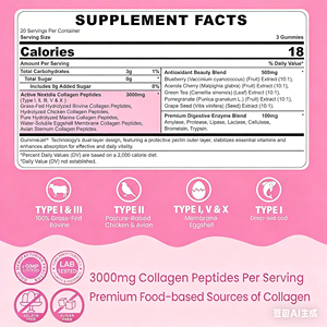 Complément de 5 types de gommes de collagène (types I, II, III, V, X) avec mélange antioxydant Myrtille et Thé Vert pour la beauté de la <span class=keywords><strong>peau</strong></span>, des cheveux et des ongles - Product Image 5