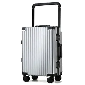 Nuevo estilo chino Unisex Bluetooth troncos de madera maleta maletas escolares con ruedas marco de aluminio equipaje