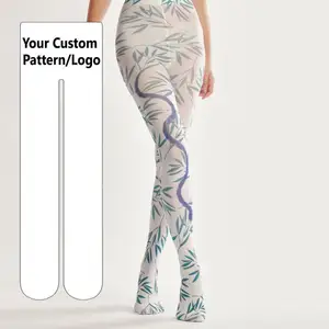 Bamboo leaf snake element best sale cheap brand stockings RTS soft breathable printed pantyhose