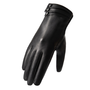 <strong>Ladies</strong> PU <strong>Leather</strong> Driving <strong>Gloves</strong> Touch Screen Function Winter Outdoor Warm <strong>Gloves</strong> Featuring Plush Lining Plain for Daily Use - Product Image 4