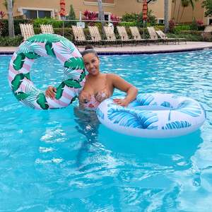 Flotador Inflable de Hoja Tropical para Adultos, Anillo de Natación Grande, Diversión Acuática de Verano, Juguete para Fiestas en la Playa - Product Image 3