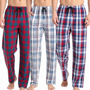 Pantalons de <span class=keywords><strong>pyjama</strong></span> personnalisés pour hommes, bas de <span class=keywords><strong>pyjama</strong></span> en coton, pantalons de détente, vêtements de nuit, pyjamas à carreaux avec poches - Product Image 1