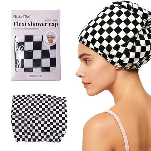 Gorros <span class=keywords><strong>de</strong></span> Ducha Rosa y Blanco con Revestimiento <span class=keywords><strong>de</strong></span> Satén Flexible, Gorro <span class=keywords><strong>de</strong></span> Ducha Ancho y Grande para Mujeres y Hombres, Ajustable, Accesorio para el Cabello - Product Image 6