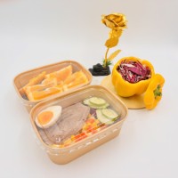 Conteneur alimentaire rectangulaire rigide en papier kraft biodégradable et écologique avec gaufrage pour sushi et emballage alimentaire