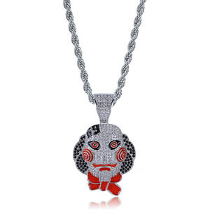 Muñeca de máscara de sierra divertida de hip-hop americano europeo: colgante de decoración de Halloween, collar de hombre al por mayor - Product Image 6