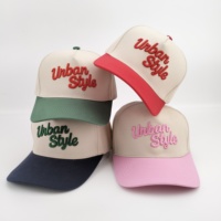 Gorras de Béisbol de Algodón de 5 Paneles con Logotipo Bordado Personalizado, Gorras Lisas de Dos Tonos con Visera Curva para Adultos