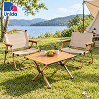 Ensemble table et chaises de camping pour 2 personnes, chaise pliante Kermit avec table à plateau roulant pour le camping en plein air, les pique-niques et le jardin