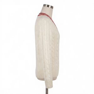 Griego Personalizado D |   S |   Suéter Universitario de Punto Trenzado con Cuello en V para Mujer, 100% Acrílico, Manga Larga - Product Image 3
