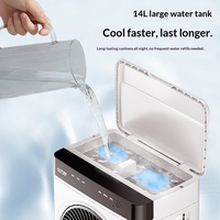 Refroidisseur d'air évaporatif avec réservoir d'eau de 14 L, roues universelles, ventilateur de refroidissement à 3 vitesses pour une utilisation en salon