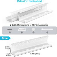Kit de gestion de câbles flexible et pliable en fer pour bureau, avec design hexagonal ventilé, clips, attaches, supports de câbles et vis pour bureau et maison