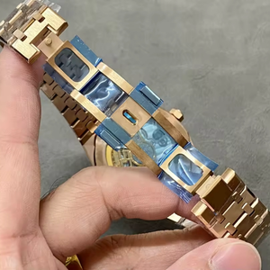 Montre mécanique automatique de luxe haut de gamme 15500, cadran bleu, bracelet 41 mm, haute résistance à l'eau, alarme, or rose, fabrication - Product Image 5