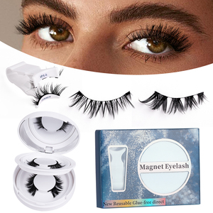 Kit de cils magnétiques doux réutilisables faits à la main personnalisables, marque privée, hypoallergéniques, noir naturel, 2 paires, résistants à l'eau - Product Image 1