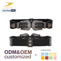 Ceinture en cuir ajustable OEM personnalisée, style vintage, double boucle extensible, avec boucle en métal sculpté antique