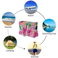Tas Pantai Ukuran Besar Personalisasi Warna Natural dengan Tali Pegangan dari Tali, Logo Custom, untuk Berenang & Liburan Musim Semi