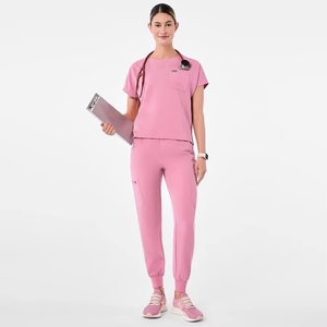 Conjuntos de Uniformes Médicos Personalizados con Cuello Redondo para Enfermeras y Dentistas, de Spandex, Tejido Elástico, Unisex, para Uso Hospitalario, Moda Médica, Venta al por Mayor, con Logotipo - Product Image 4