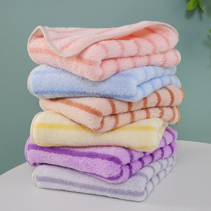 Coral Fleece Striped <b>Towel</b> 35x75 Cm Thickened Absorbent Face And Bath <b>Towel</b> Home Use Quick Dry Rectangle Shape - Product Image 4