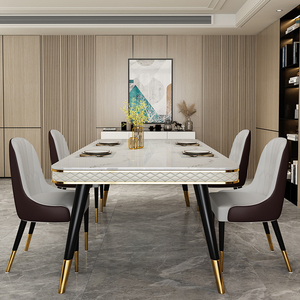 2024 hiện đại phong cách Ý bảng đá bàn ăn ánh sáng sang trọng hình chữ nhật căn hộ nhỏ kết hợp ghế cho phòng khách - Product Image 4