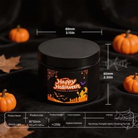 Bougie parfumée artisanale en cire de soja en boîte métallique noire fantôme d'Halloween, cadeau créatif pour la maison, décoration quotidienne