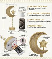 Lampe de nuit islamique de qualité supérieure, lune et étoile, décoration Eid Mubarak, certifiée ISO, lampe de table Ramadan pour la maison