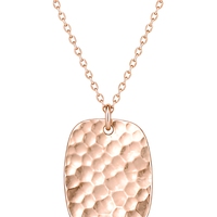 Collier avec pendentif disque martelé ton or rose, chaîne à maillons en acier inoxydable, bijoux de mode personnalisés
