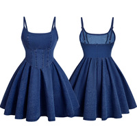 Robe d'été personnalisée en denim lavé respirant Spandex/Coton, style italien, mignonne, sexy, décontractée et élégante sans manches pour femme