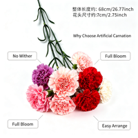 Carnation artificielle en soie réaliste de 68 cm, motif floral, pour la Fête des Mères, la décoration de studio, la planification d'événements, les vitrines et les cafés