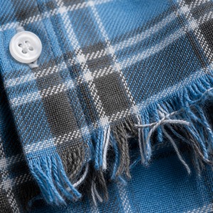 Plaid <strong>Shirt</strong> Men <strong>Women</strong> Long Sleeve Button up <strong>Flannel</strong> Checked Blue Grey Casual Oversized Drop Shoulder Grunge - Product Image 4