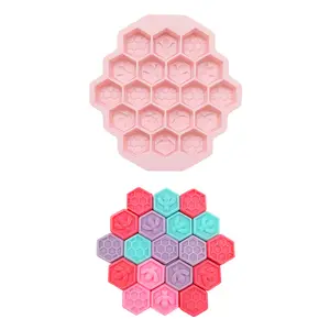 Homesun cetakan sabun Silica gel honeycomb, cetakan Sabun DIY, 19 pembuat es lebah kreatif