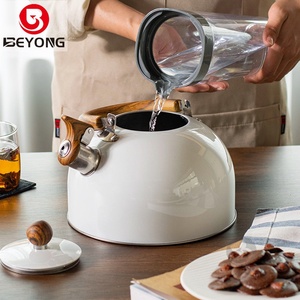 European American Light Luxury 3L Whistle Pot Wood Grain Folding Handle Cross-Border Stainless Steel Whistle <strong>Kettle</strong> <strong>White</strong> Color - Product Image 3