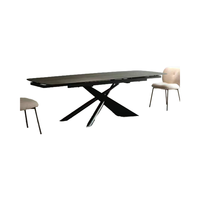 Mobilier de salle à manger personnalisé, moderne et léger de luxe avec pieds en métal Table de table en céramique avec dessus en verre trempé pliable 8 places