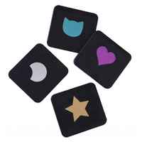 Miroirs de poche pliables noirs, petits, portables, cosmétiques, mini miroirs de maquillage compacts avec motif étoile/lune/chat/cœur