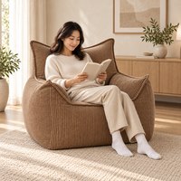 Housse de pouf en velours côtelé avec option d'insertion de mousse déchiquetée, housse de siège relaxant à volume de fret réduit pour salon