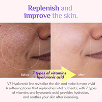 Kit de Soins Coréens de Beauté pour Femmes avec Nettoyant Visage Hydratant, Crème Visage et Tonique à l'Acide Hyaluronique V7, Marque Blanche