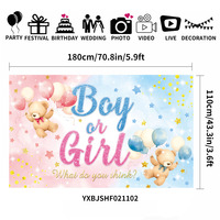 Latar Belakang Pengungkapan Jenis Kelamin Bayi Biru Merah Muda Bermotif Beruang Teddy 5.9*3.6ft Poliester Dapat Dicuci Dekorasi Latar Belakang Baby Shower