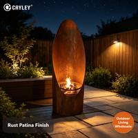 Cheminée extérieure en bois au fini rouillé, poêle à bois autoportant pour patio, jardin, cour, chauffage décoratif