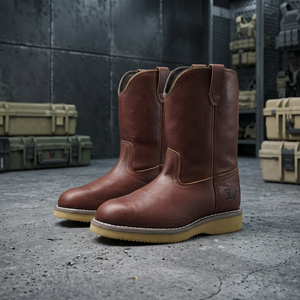 Bottes de travail pour hommes Elkland à embout composite personnalisé, vente en gros d'usine, tige en cuir pleine fleur, semelle extérieure en PU antidérapante, haute performance - Product Image 1