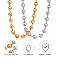 Collier ras du cou en acier inoxydable plaqué or, étanche, avec chaîne perlée, prêt à expédier, sans ternissement, vente en gros