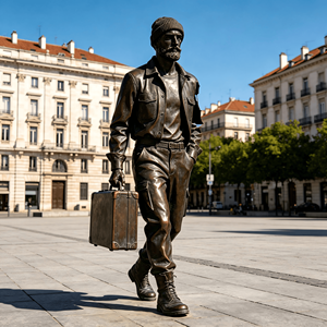 Estatua Gigante de Bronce de un Caminante Urbano - Figura de Viajero Hecha a Mano con Maleta, Decoración Resistente a la Intemperie para Plazas y Centros Comerciales - Product Image 3