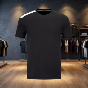เสื้อยืดคอกลมแขนสั้นสีดำสำหรับผู้ใหญ่ 男女  ผ้าโพลีเอสเตอร์ซับเหงื่อ  รับสกรีนลาย  ทรงปกติ  สีพื้น  ใส่ได้ในฤดูร้อน - Product Image 4